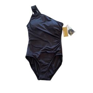 Michael Kors One Shoulder One Piece Swimsuit Black Size 6 $106